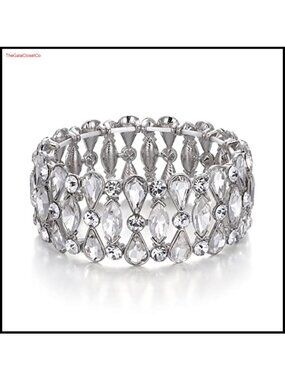 Teardrop Rhinestone Cluster Stretch Bangle Bracelet for Bride Wedding